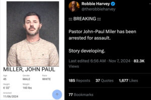 Pastor John-Paul Miller Arrested for Assault, Released on Bond Less